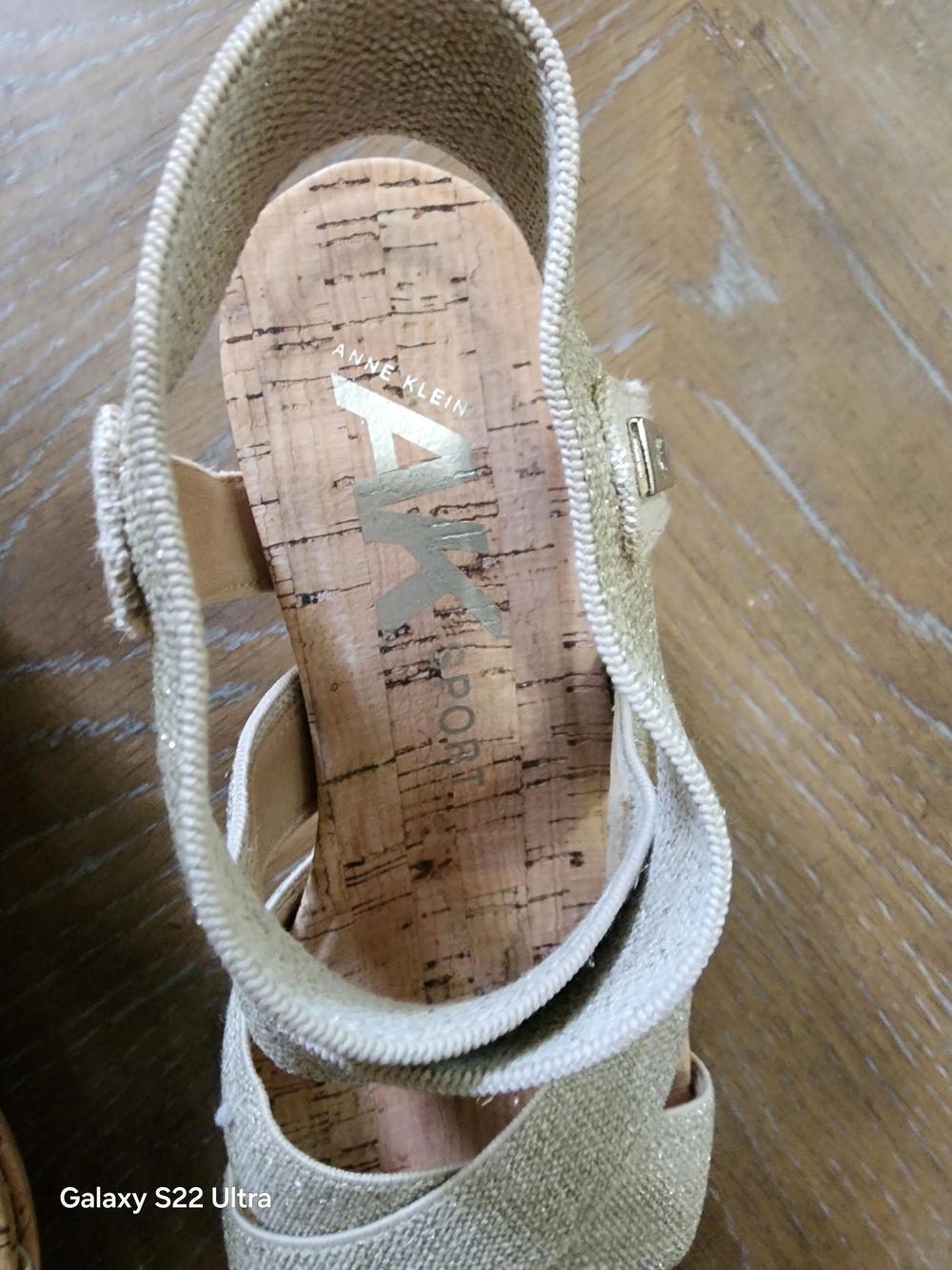Anne Klein Gold Cork Wedge Sandals - - Picture 3 of 4